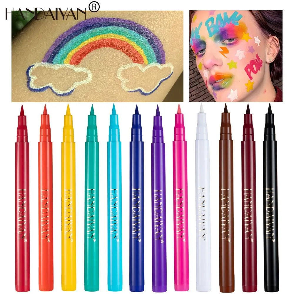 12 Color Matte Eyeliner by HANDAIYAN: Fast-drying and difficult to smudge Twelve-piece set of liquid eyeliners