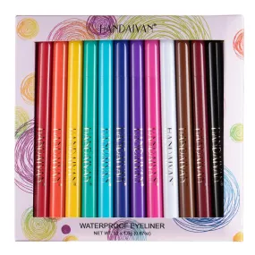 12 Color Matte Eyeliner by HANDAIYAN: Fast-drying and difficult to smudge Twelve-piece set of liquid eyeliners