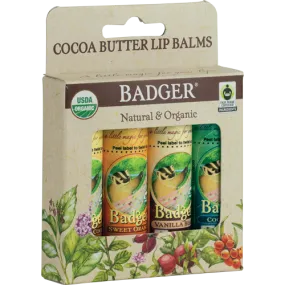 Badger 4 Pack Cocoa Butter Lip Balm Sticks
