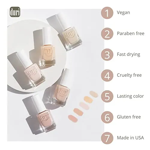 duri Nail Polish, 722 Darling, Pastel Creamy Light Beige Shade,Glossy Finish, 0.45 Fl Oz