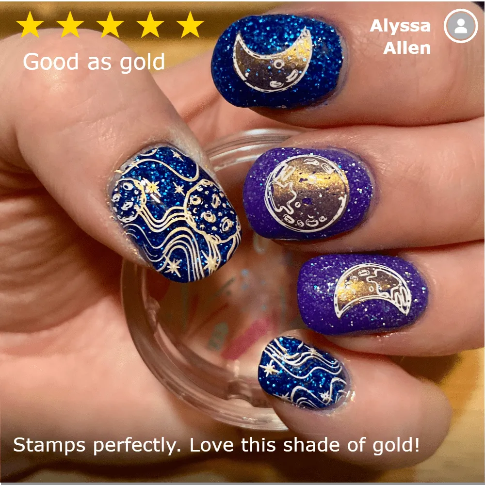 Essentials Primary Collection:  Heart of Gold (B187) Warm Metallic Gold Stamping Polish