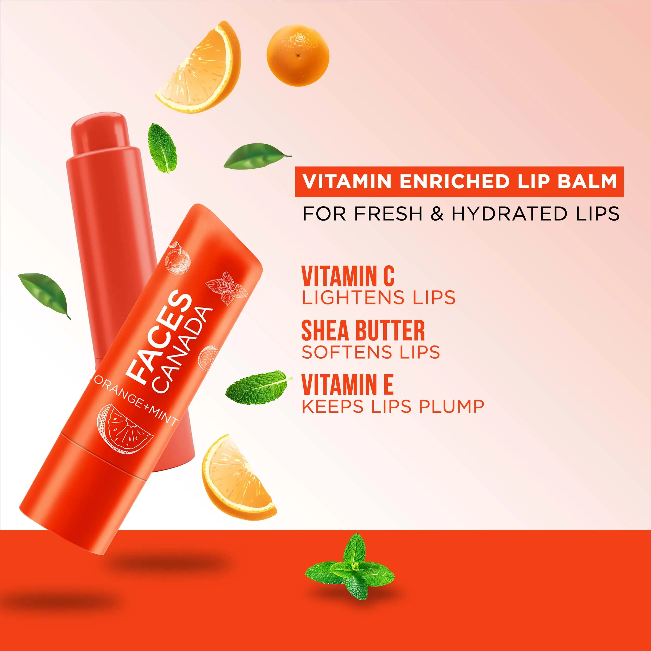 Faces Canada Lip Balm | 12Hr Moisture For Dry, Chapped Lips | Vitamin C | Spf 15 | Orange   Mint Orange Mint 01 (4.5 G)
