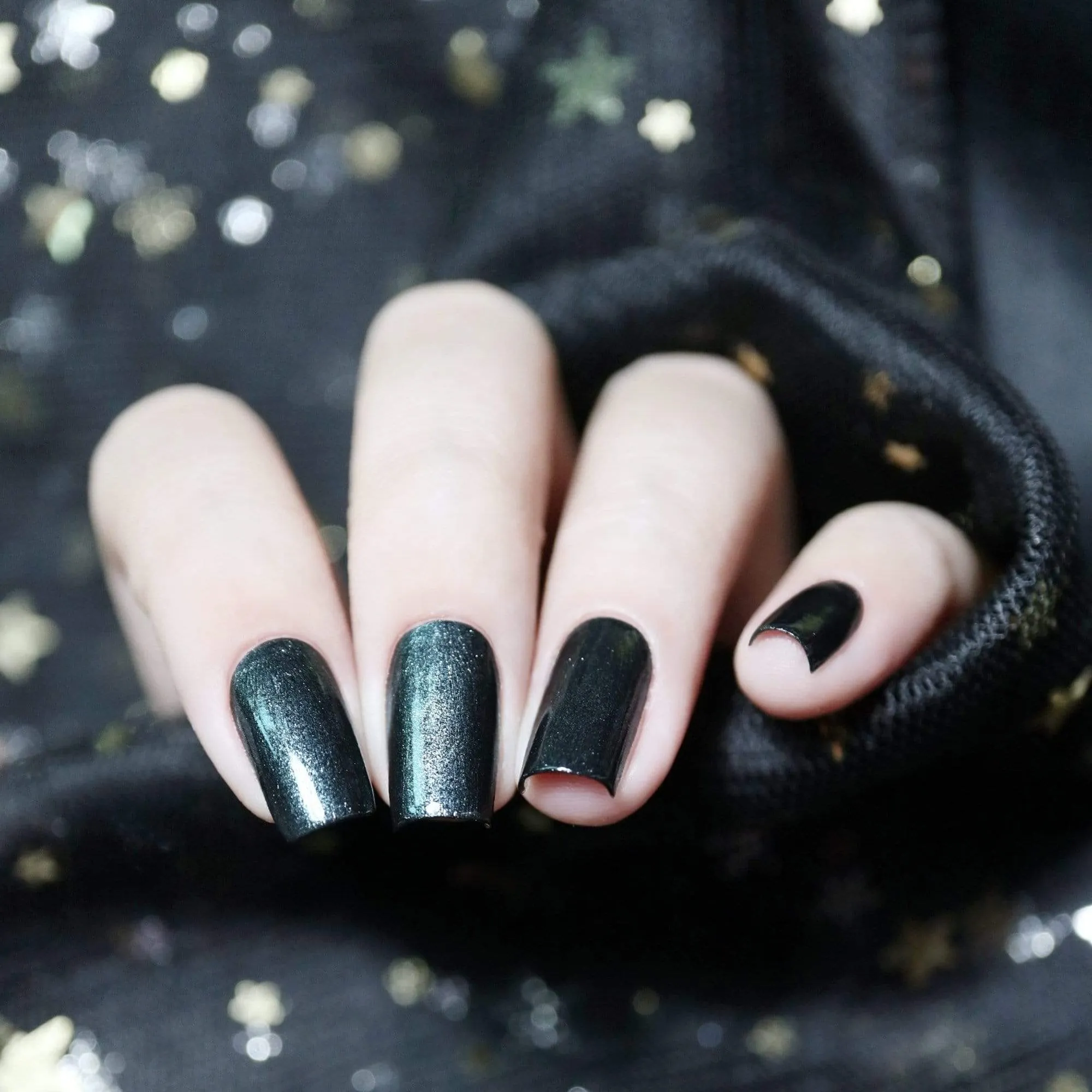 Grimm's Nightfall: Mirror, Mirror (B220)- Smoky Black Metallic Stamping Polish