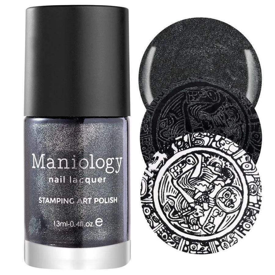 Grimm's Nightfall: Mirror, Mirror (B220)- Smoky Black Metallic Stamping Polish
