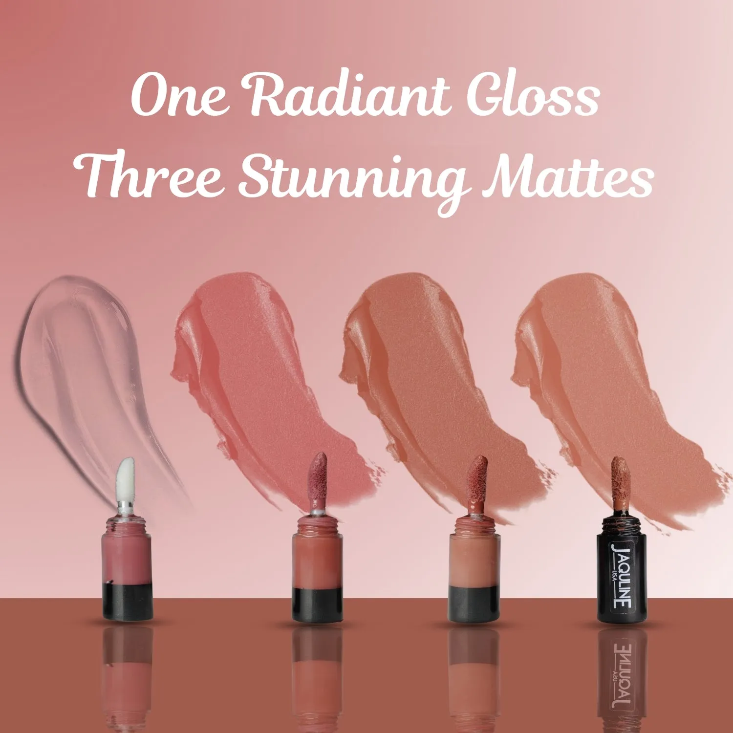 Jaquline USA Stack Attack 4 in 1 Liquid Lipstick-Nude Mood (Nude Beige  Nude Brown  Nude Pink   Transparent Gloss) 4ml Light Weight, Long Lasting Hydration, 8 Hrs Stay
