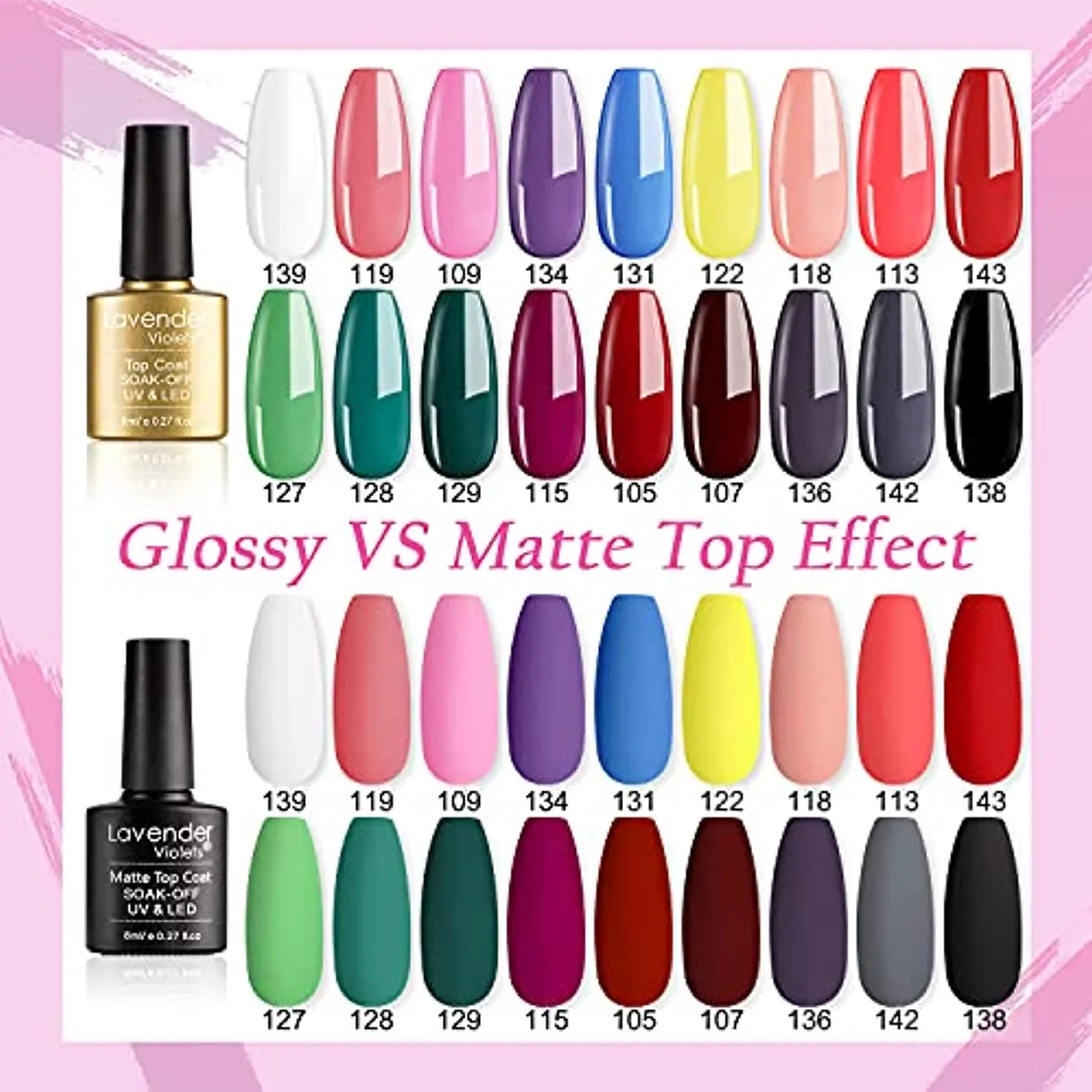 Lavender Violets Soak-off UV Gel Nail Polish Kit with Base Top Gel 18 Colors Nail Gel for Home Nail Salon Nail Art 997