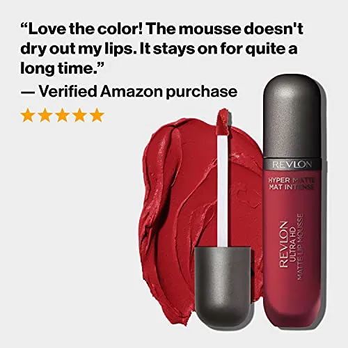 REVLON Ultra HD Lip Mousse Hyper Matte, Longwearing Creamy Liquid Lipstick in Pink, Sunset (810), 0.2 oz