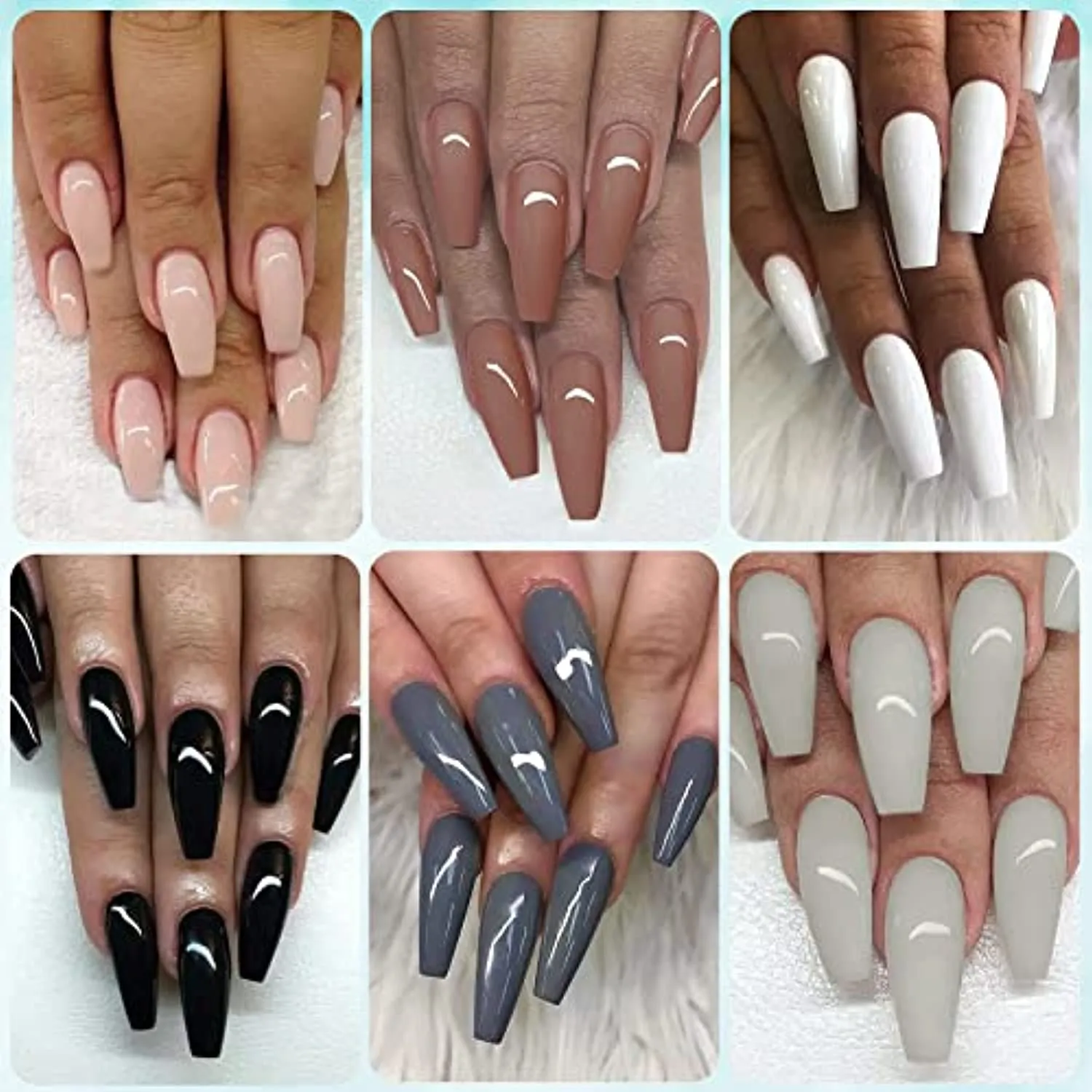 ROSALIND White Black Gel Nail Polish Set, 15ML White and Black Gel Nail Polish Long Lasting Gel Nail Kit, Nude Gel Polish Brown Gray Neutral Morandi Gel Nail Polish for Nail Art DIY at Home 6 Colors