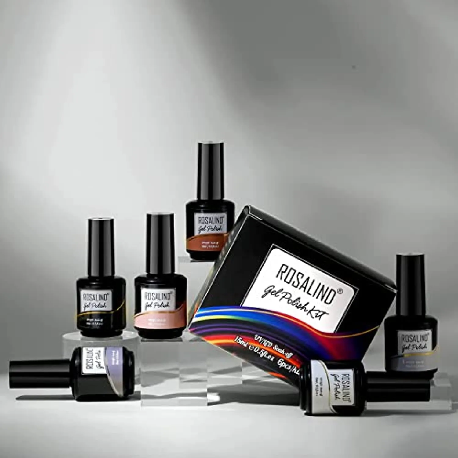 ROSALIND White Black Gel Nail Polish Set, 15ML White and Black Gel Nail Polish Long Lasting Gel Nail Kit, Nude Gel Polish Brown Gray Neutral Morandi Gel Nail Polish for Nail Art DIY at Home 6 Colors