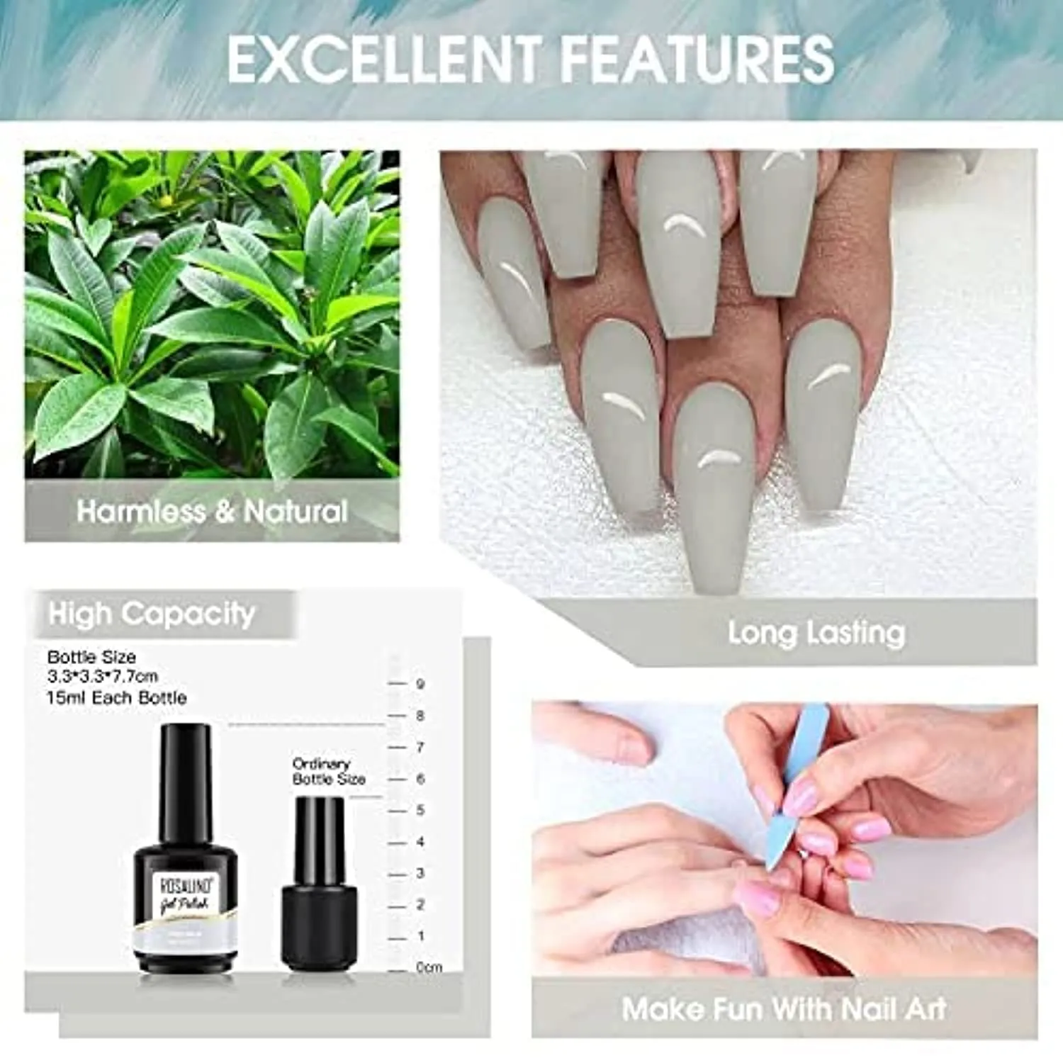 ROSALIND White Black Gel Nail Polish Set, 15ML White and Black Gel Nail Polish Long Lasting Gel Nail Kit, Nude Gel Polish Brown Gray Neutral Morandi Gel Nail Polish for Nail Art DIY at Home 6 Colors