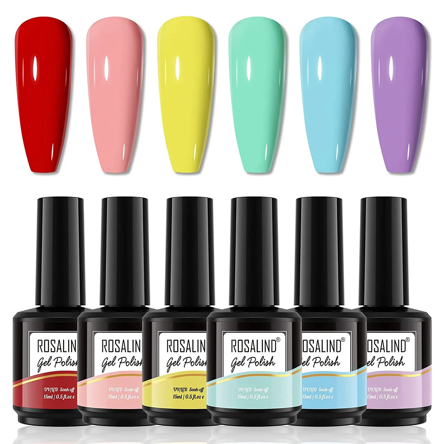 ROSALIND White Black Gel Nail Polish Set, 15ML White and Black Gel Nail Polish Long Lasting Gel Nail Kit, Nude Gel Polish Brown Gray Neutral Morandi Gel Nail Polish for Nail Art DIY at Home 6 Colors