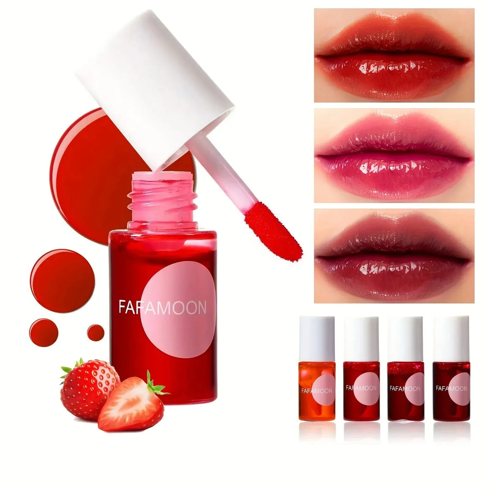 Toleet Christmas Thanksgiving gifts Winter Makeup Ideas 4 color Fruity Lip Tint Water Gloss Tint,Moisturizing Waterproof Liquid Lipstick, Non-Stick,High Pigment,Long-Lasting Colors