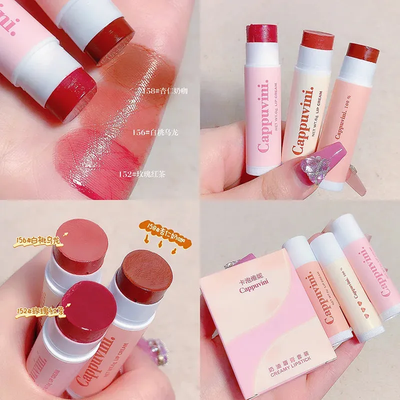 Toleet-Christmas/Thanksgiving Gift Winter Makeup Ideas Lipstick 3 Colors Lip Nourishing Lasting Colored Lipstick Moisturizing Lip Care Lip Balm Lips Makeup Colored Lip Balm