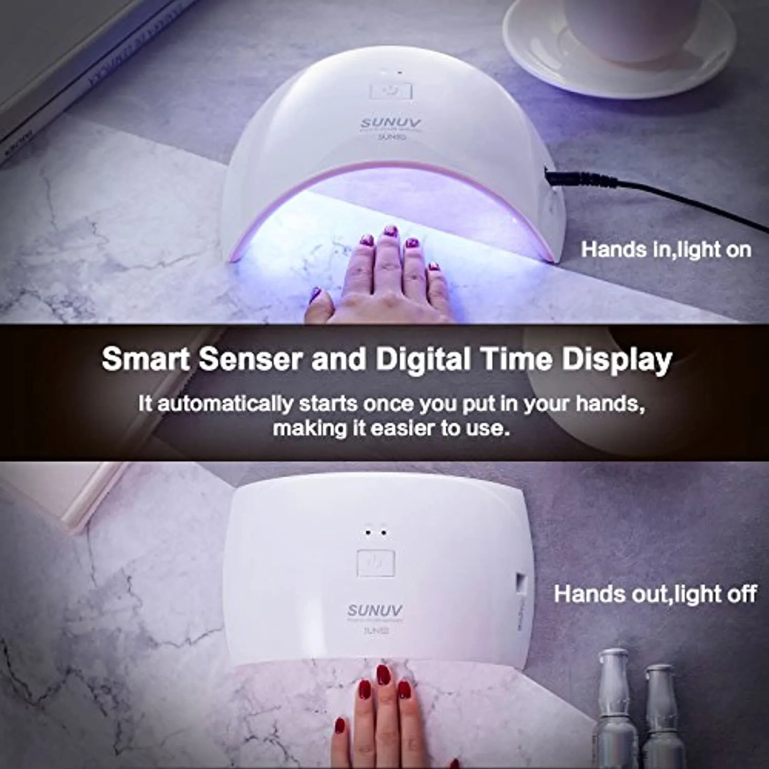 UV LED Nail Lamp, SUNUV Gel UV Light Nail Dryer for Gel Nail Polish Curing Lamp with Sensor 2 Timers SUN9C Pink Valentine Gift for Woman Girl