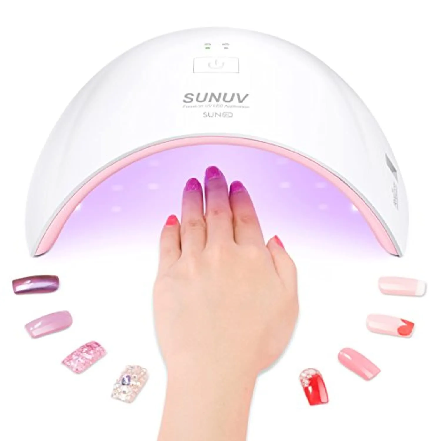 UV LED Nail Lamp, SUNUV Gel UV Light Nail Dryer for Gel Nail Polish Curing Lamp with Sensor 2 Timers SUN9C Pink Valentine Gift for Woman Girl