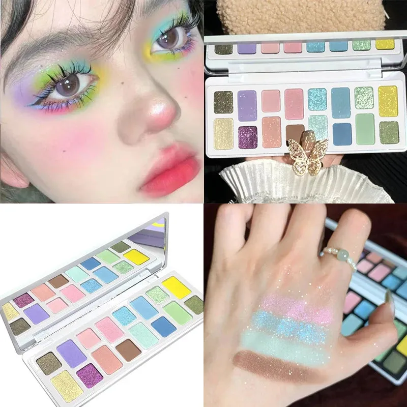 Yeknu Eyeshadow Palettes Blue Green Earth Color Eye Shadow Spring Summer Cool Tone Shadow Palette Matte Eye Pigments Korea Makeup