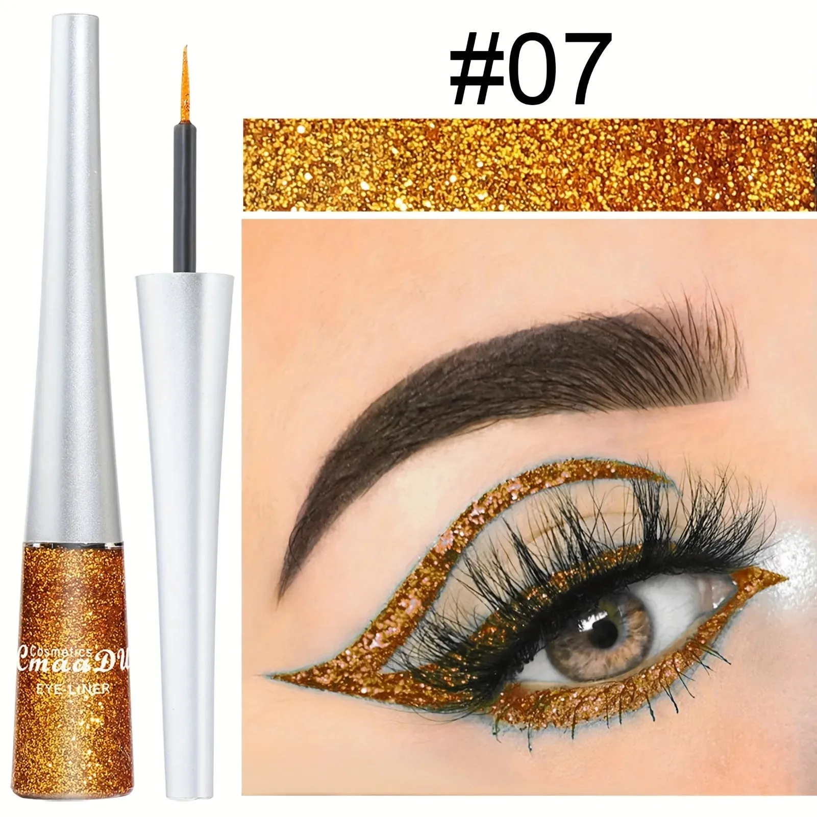 Yeknu Long-Lasting Liquid Eyeliner Pen - Shimmer in Silvery, Green & Blue | Waterproof, Smudge-Proof Makeup