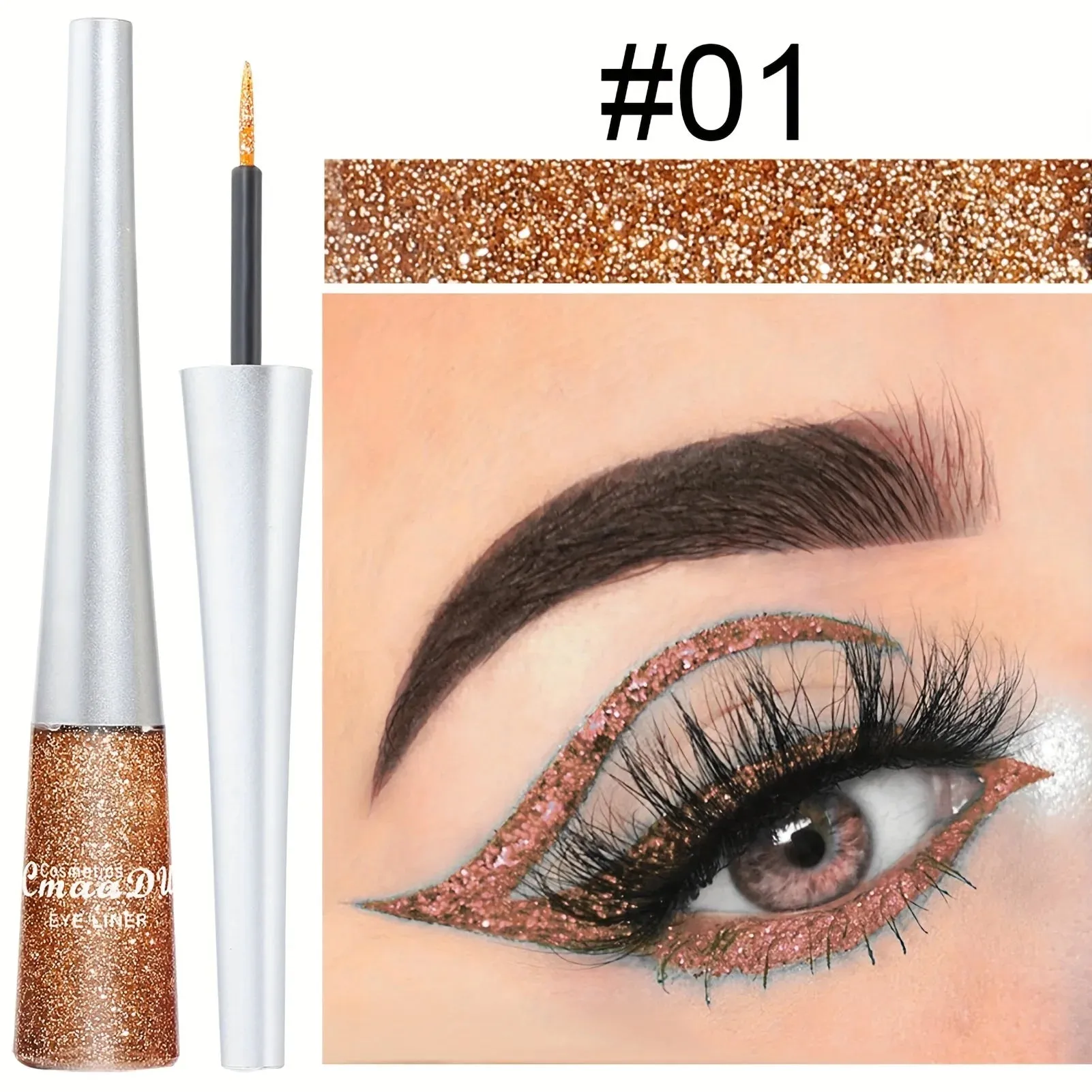 Yeknu Long-Lasting Liquid Eyeliner Pen - Shimmer in Silvery, Green & Blue | Waterproof, Smudge-Proof Makeup