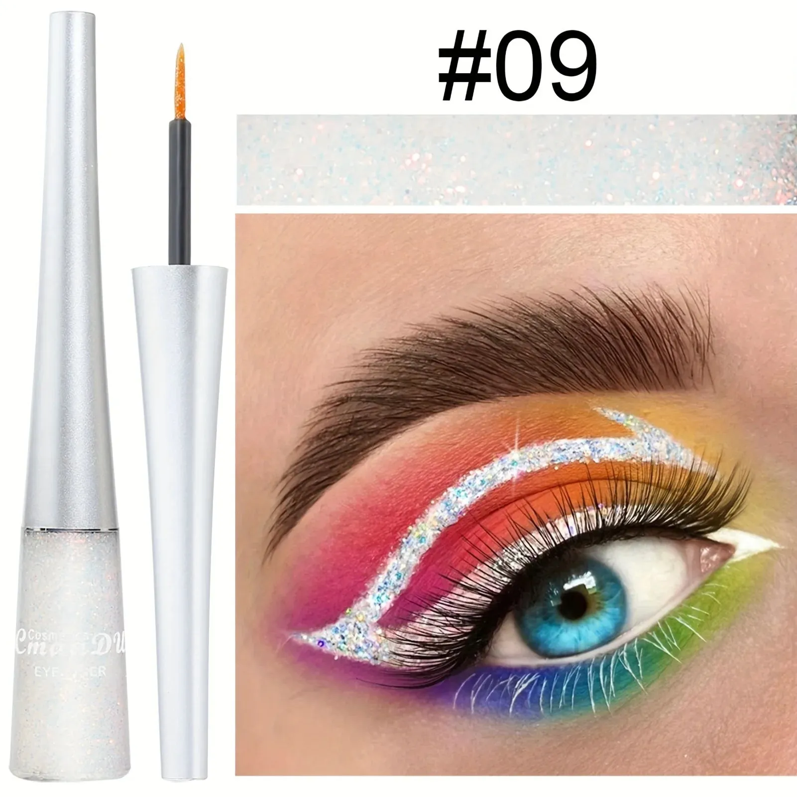 Yeknu Long-Lasting Liquid Eyeliner Pen - Shimmer in Silvery, Green & Blue | Waterproof, Smudge-Proof Makeup