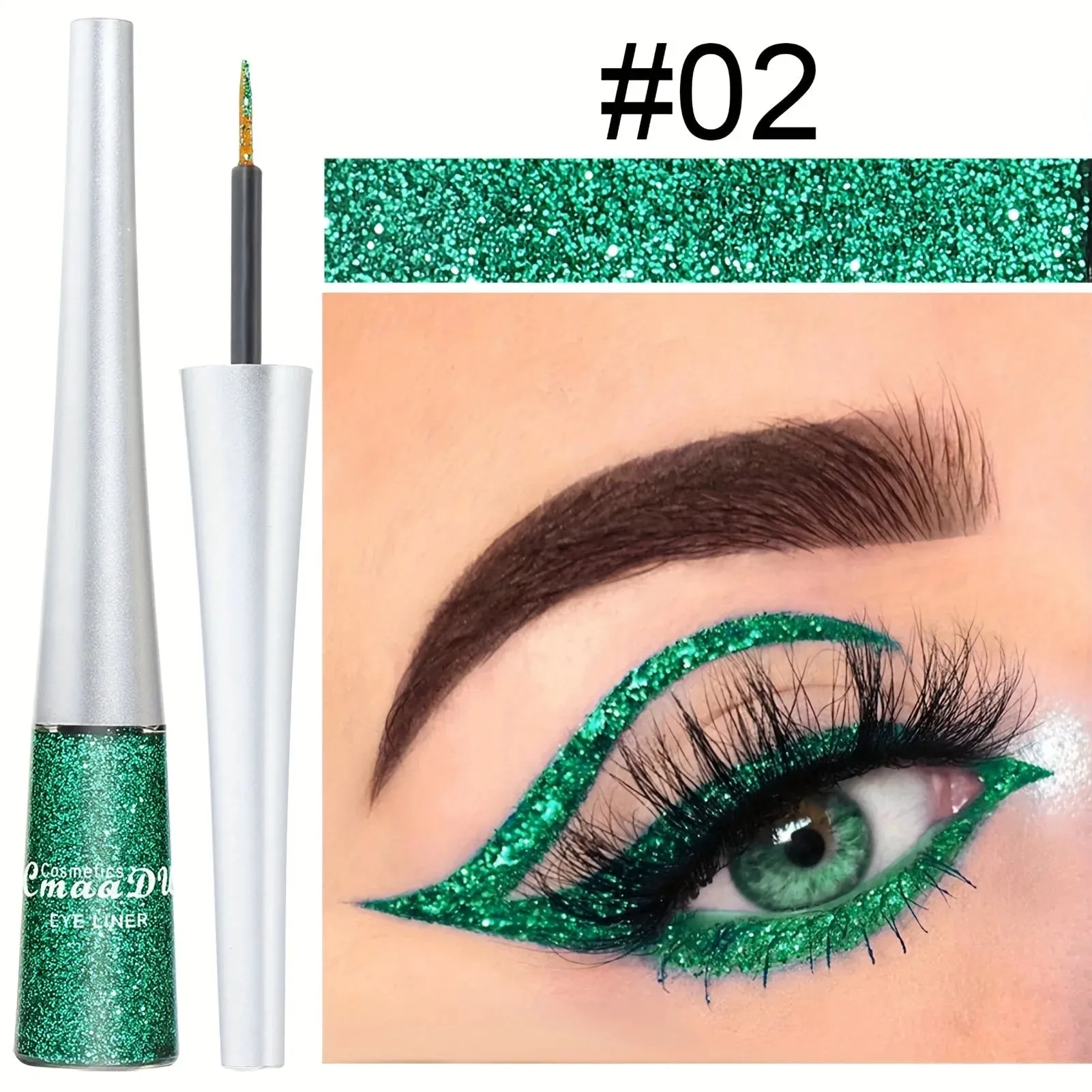 Yeknu Long-Lasting Liquid Eyeliner Pen - Shimmer in Silvery, Green & Blue | Waterproof, Smudge-Proof Makeup