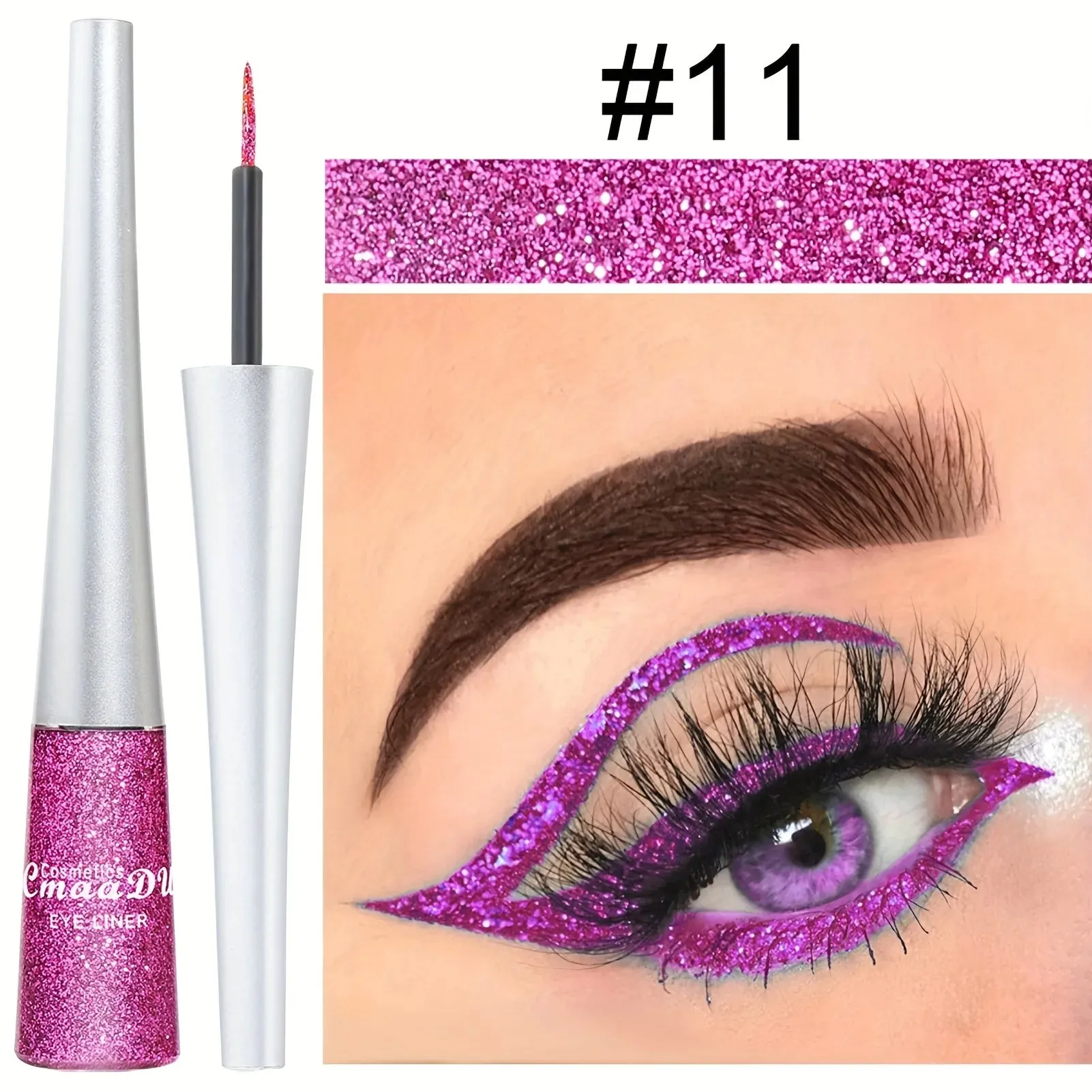 Yeknu Long-Lasting Liquid Eyeliner Pen - Shimmer in Silvery, Green & Blue | Waterproof, Smudge-Proof Makeup