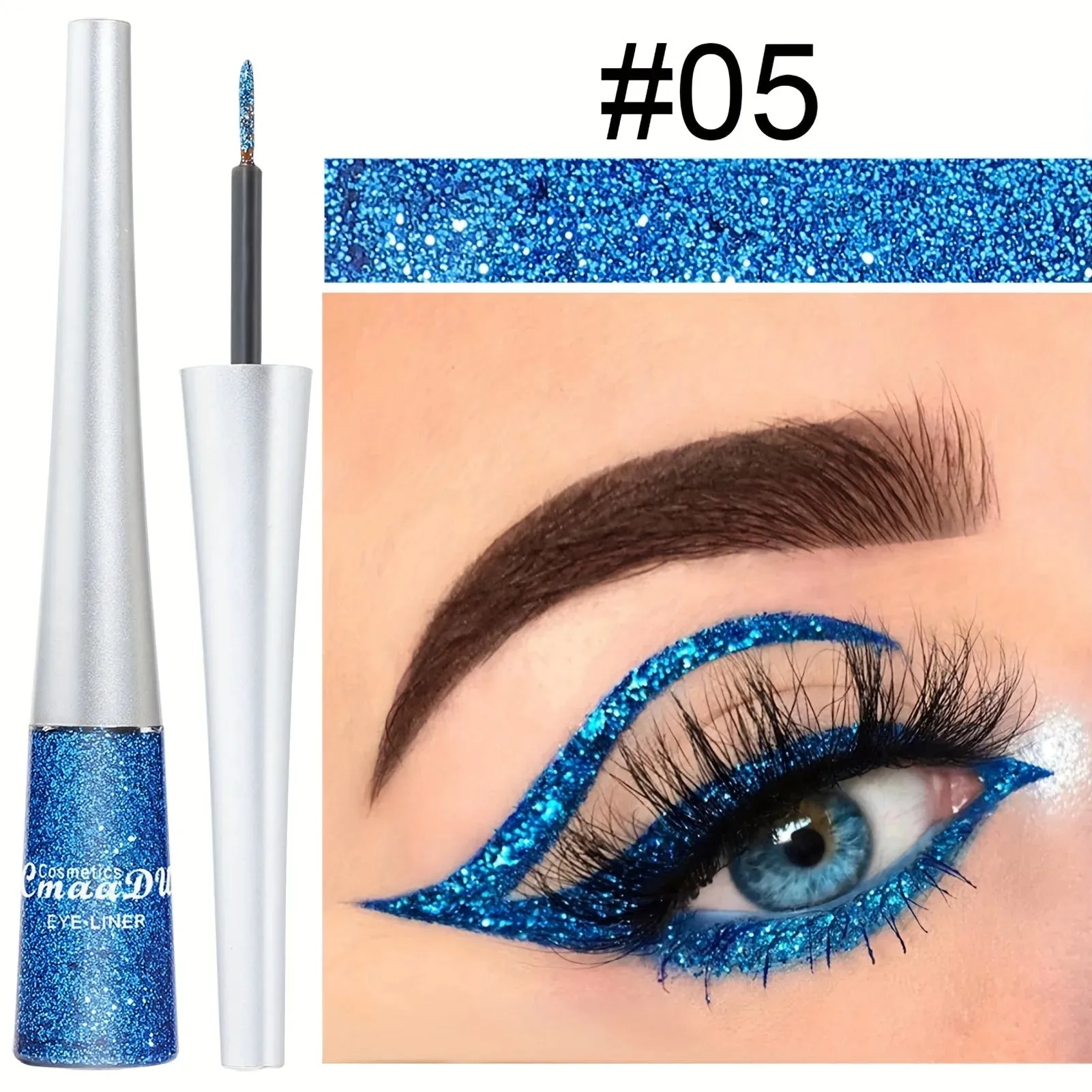 Yeknu Long-Lasting Liquid Eyeliner Pen - Shimmer in Silvery, Green & Blue | Waterproof, Smudge-Proof Makeup