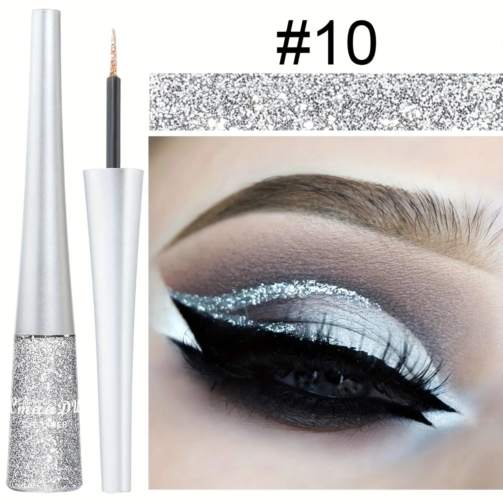 Yeknu Long-Lasting Liquid Eyeliner Pen - Shimmer in Silvery, Green & Blue | Waterproof, Smudge-Proof Makeup